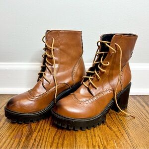 Women’s brown/tan heeled ankle boots